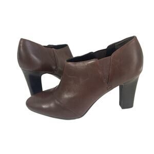 Lauren Ralph Lauren Ankle Bootie Women’s Size 10 Brown Leather Stacked Heel